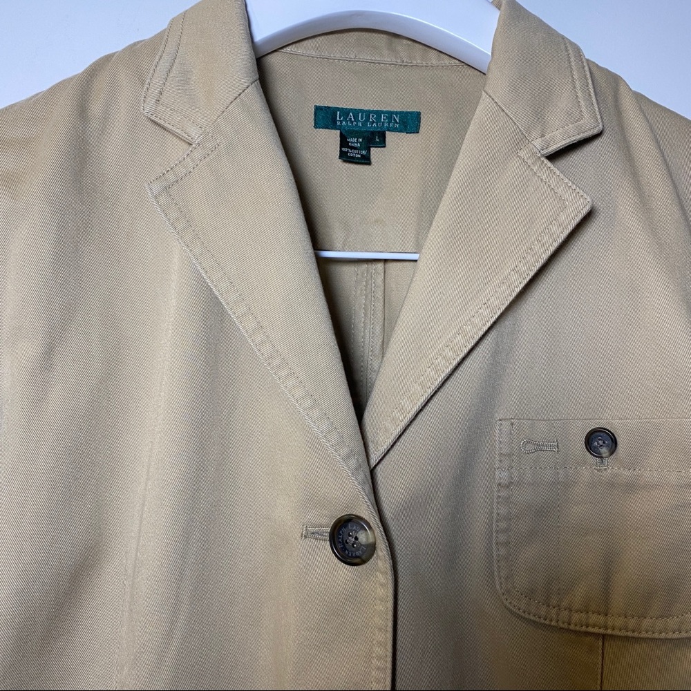 Lauren Ralph Lauren Khaki 3 Pocket Blazer Jacket L - Picture 5 of 13